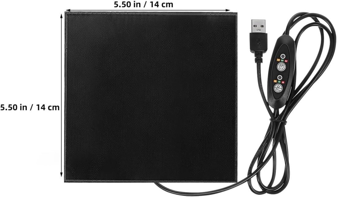 USB Small Pet Heating Pad, 5.5 Inch Reptile Heat Mat with Temp