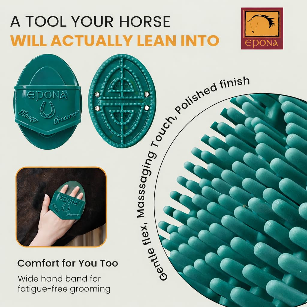 Epona Deep Teal Flexible Glossy Curry Comb for Horses – Soft