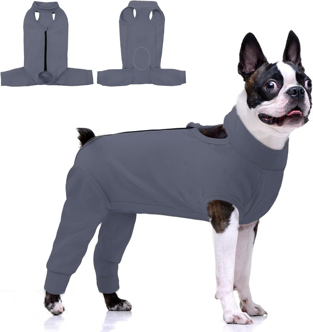 KOESON Back Zipper Dog Surgery Recovery Suit with Rear Leg Sleeve