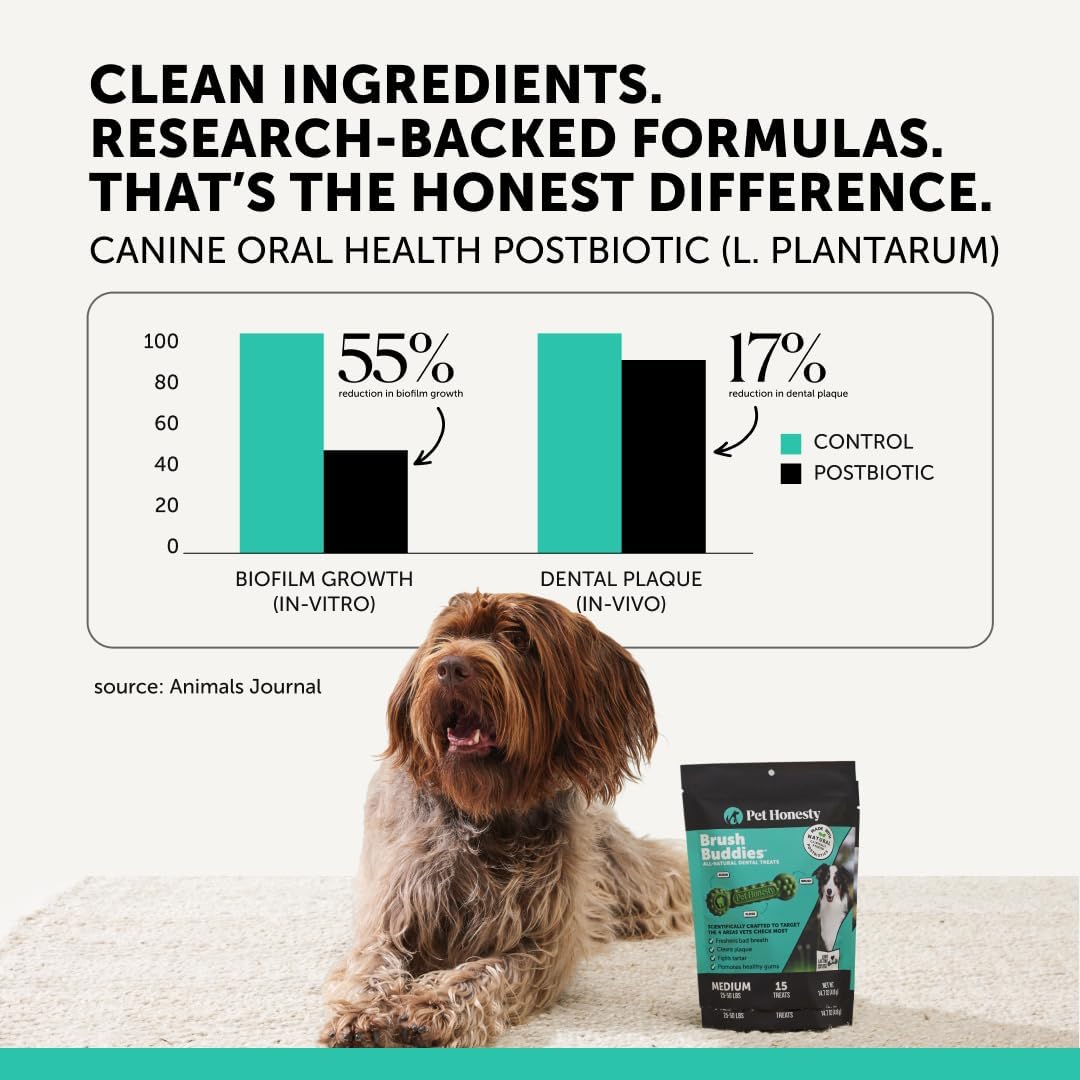 Pet Honesty Brush Buddies All Natural Dog Dental Treats for Dogs