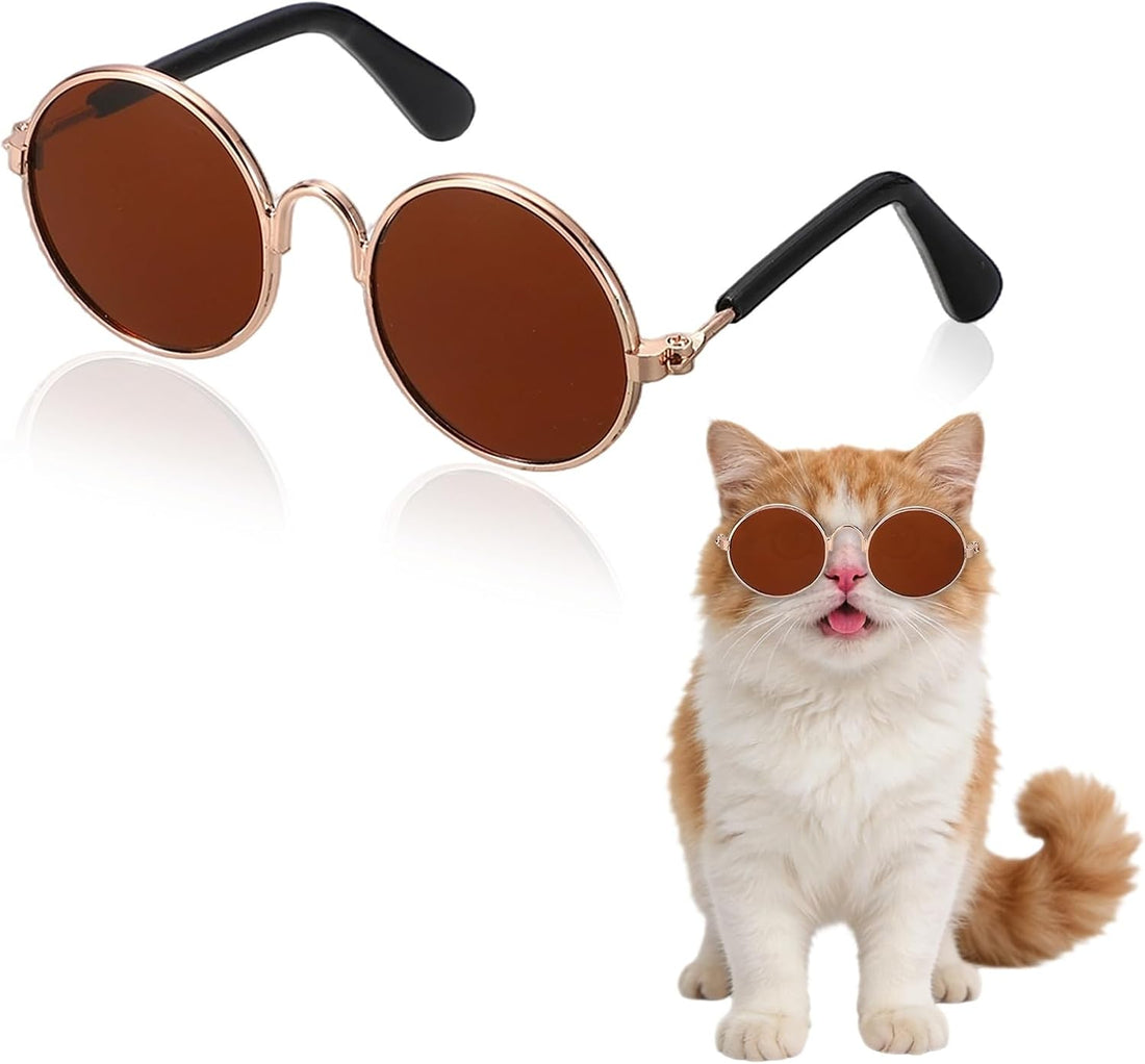Dog Sunglasses, Retro Dog Kittens Glasses Round
