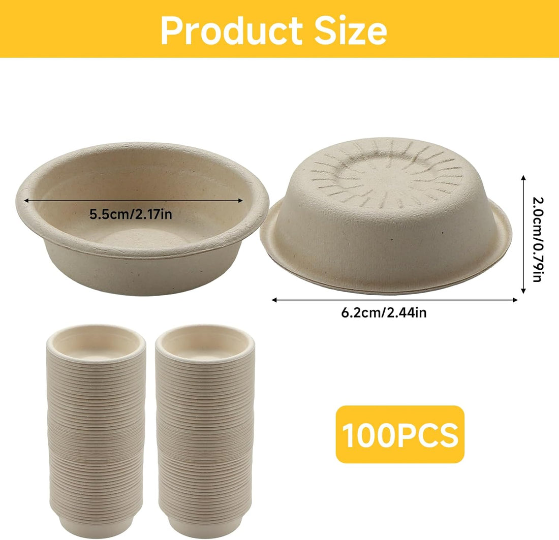 Gecko Feeding Cups, 100-Pack 1 Oz Small Paper Bowls for Crested Gecko