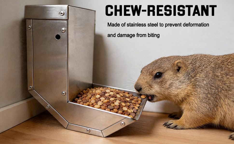 Rabbit Feeder - Small Animal Stainless Steel Gravity Feeding Trough