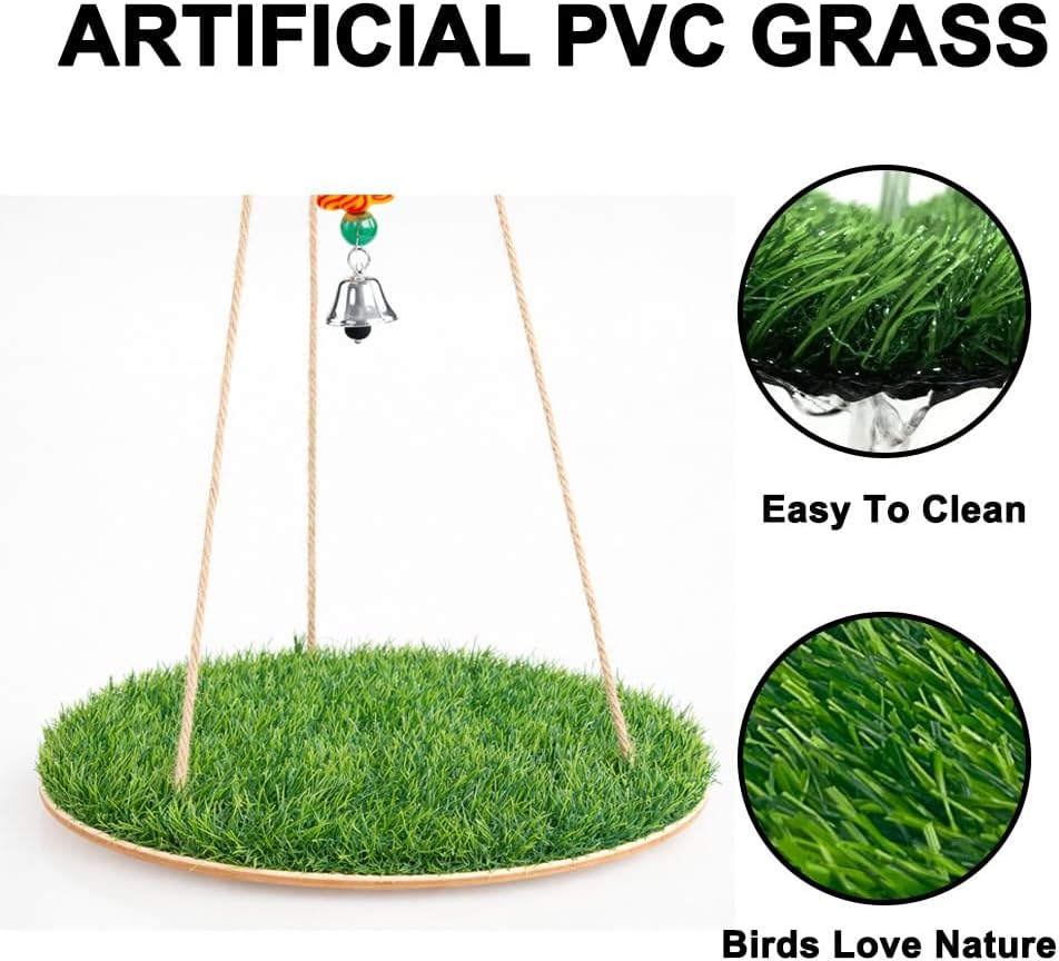 Bird Toys Bird Swing with Grass Platform Wooden Perch Stand
