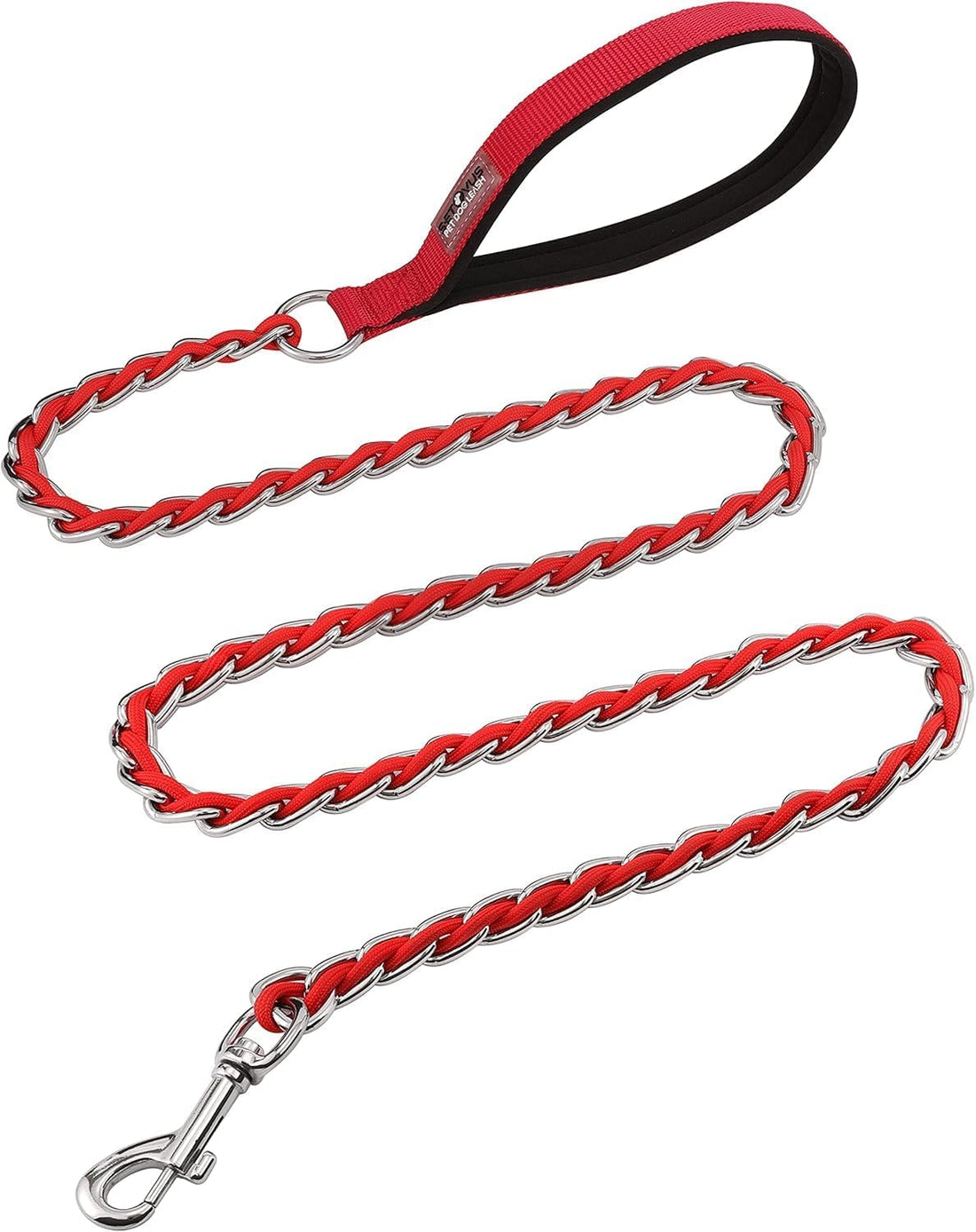 Chain Dog Leash, Bite-Proof Metal Leash, with Padded Handle