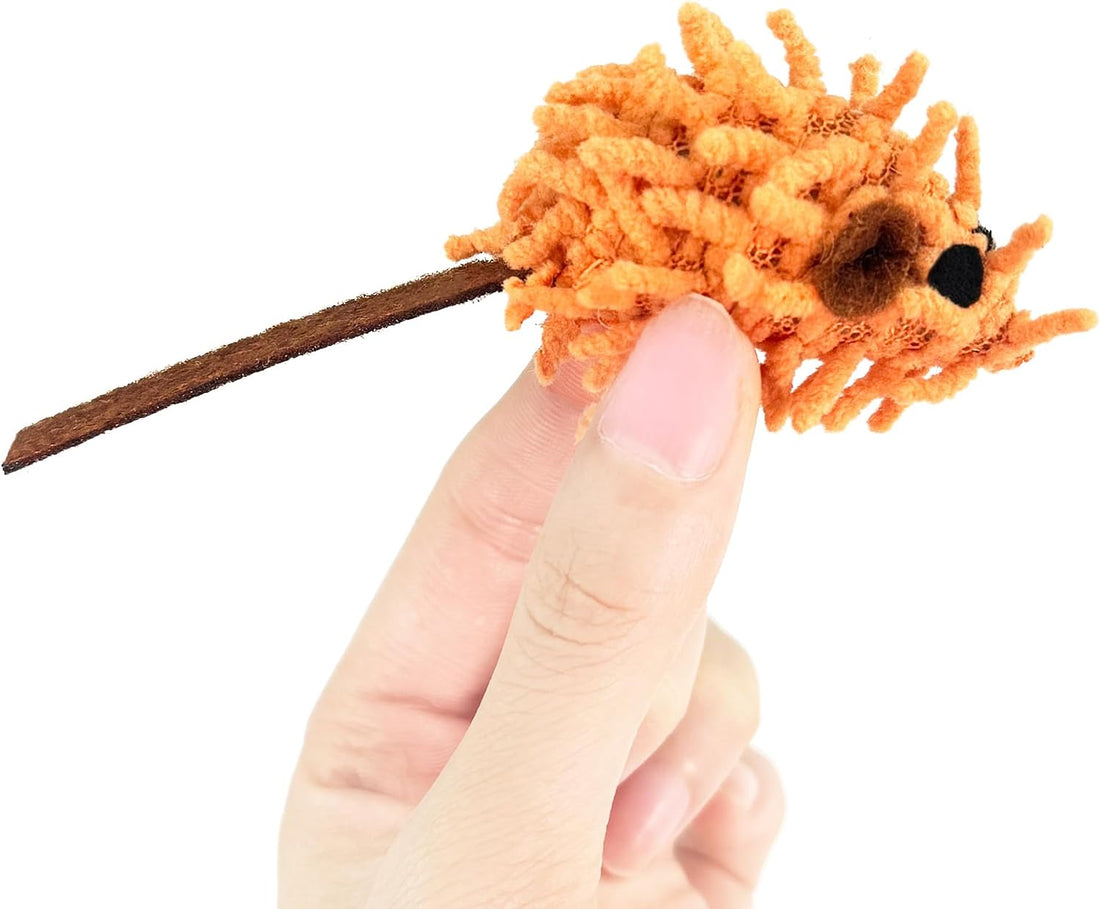 CHIWAVA 27PCS 2" Striped Shaggy Cat Toy Mice with Rattle Assorted