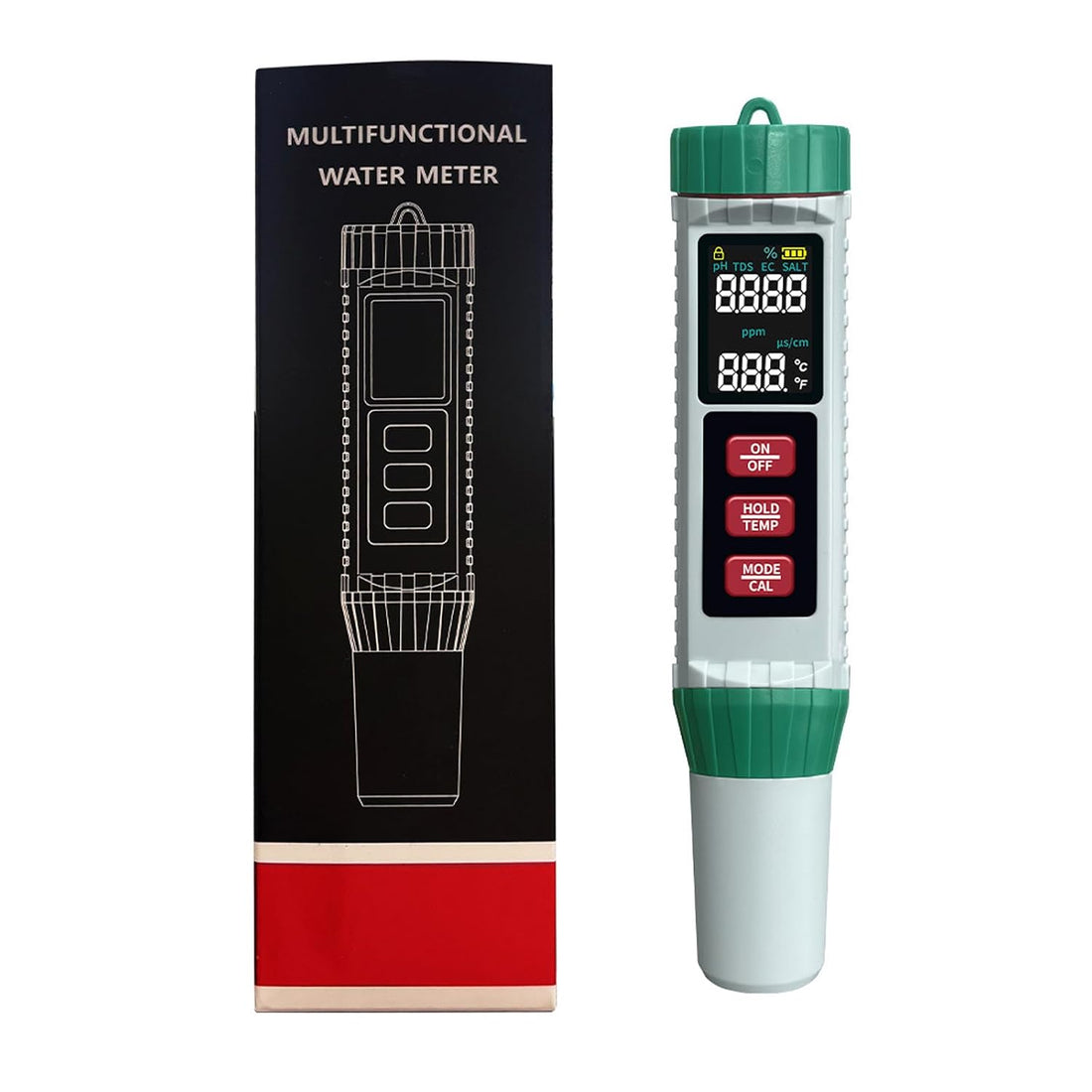 Digital Salinity Tester Pool Saltwater Tester pH and Salt Meter