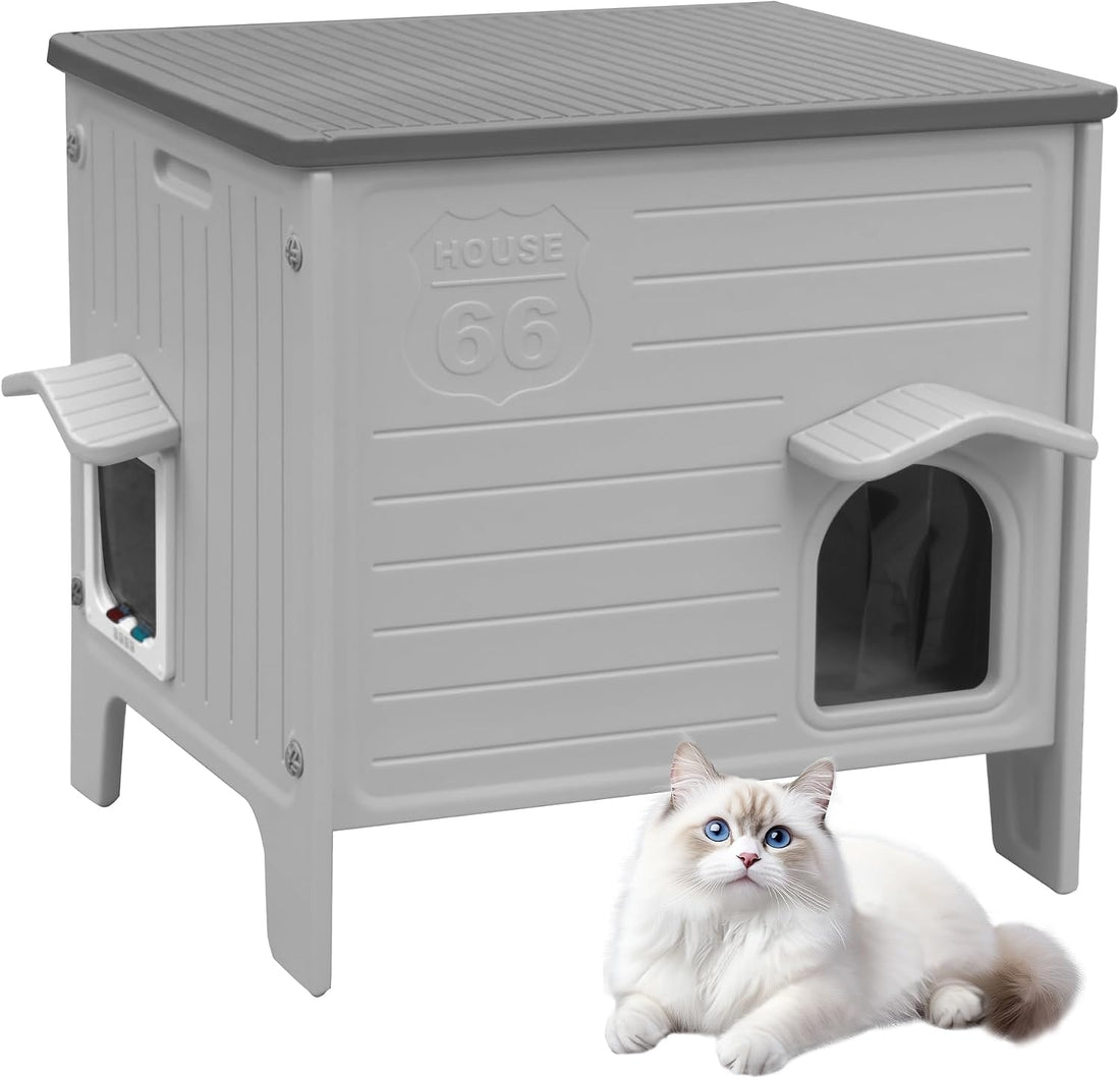 Insulated Cat House Outdoor Weatherproof Plastic Cats Houses