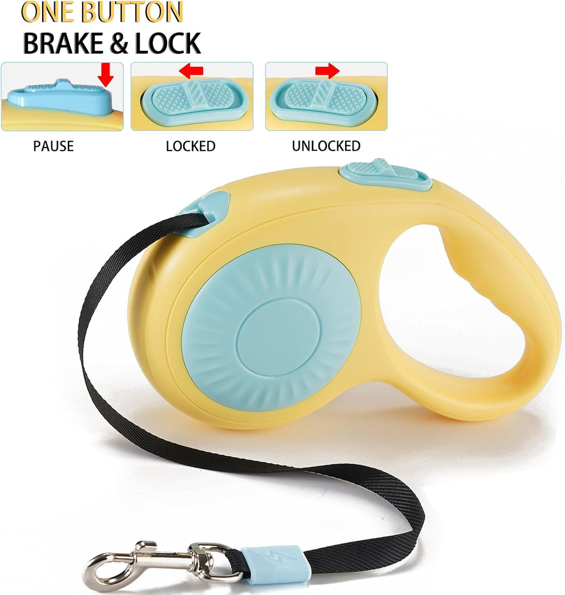 JSXD 360° Tangle-Free Retractable Dog Leash with One-Handed Brake