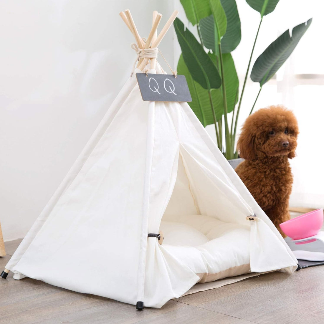 Pet Teepee Dog & Puppy Cat Tents Tipi Bed Portable Houses with Thick