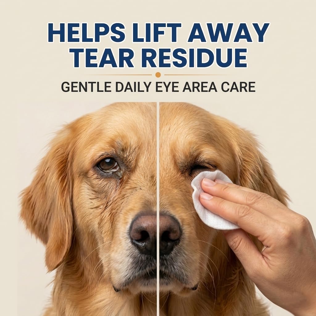 Dog Eye Wipes, 200 Count, Soft Round Tear Stain Pads