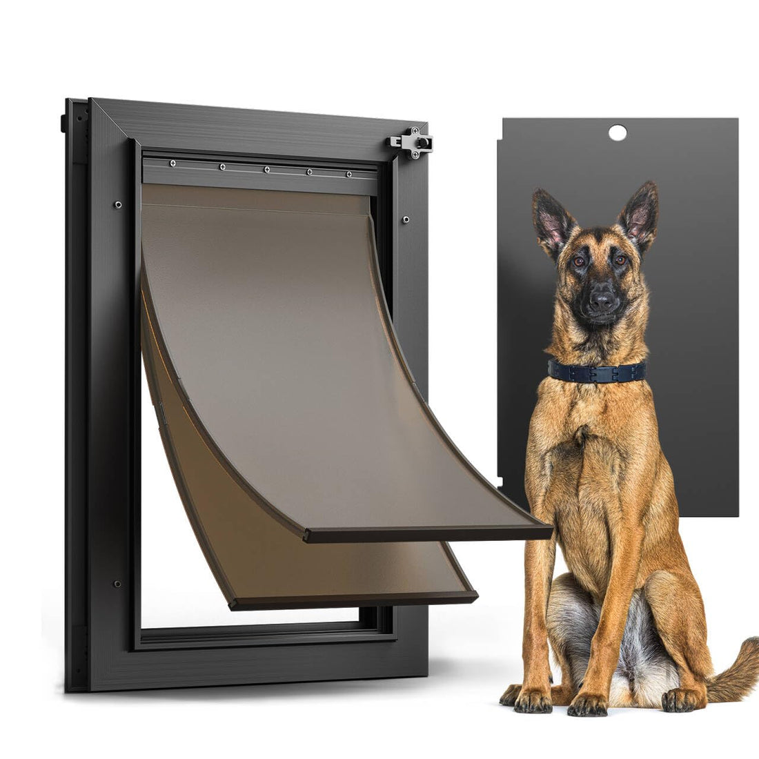 All Aluminum Dog Door for Exterior Door, Large Doggy Door
