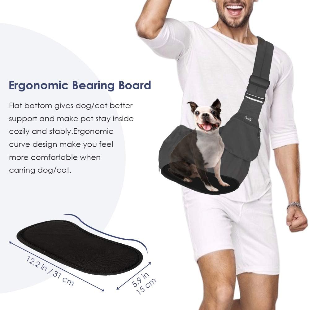 Lukovee Small Pet Sling, Hard Bottom Support, Storage Pocket