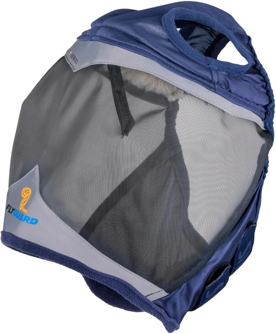 Shires FlyGuard Pro Fine Mesh Fly Mask with UV Protection Navy/Ear