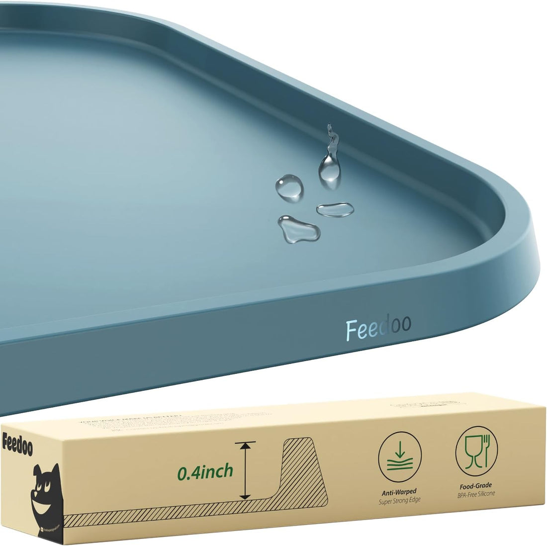 Feedoo Pet Feeding Mat, Water-Proof Silicone Placement for Food Water