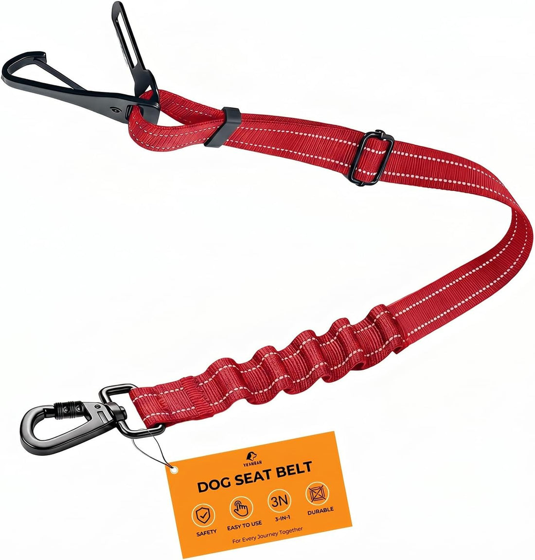 Dog Seat Belt for Car, 3-in-1 Adjustable Dog Seatbelt
