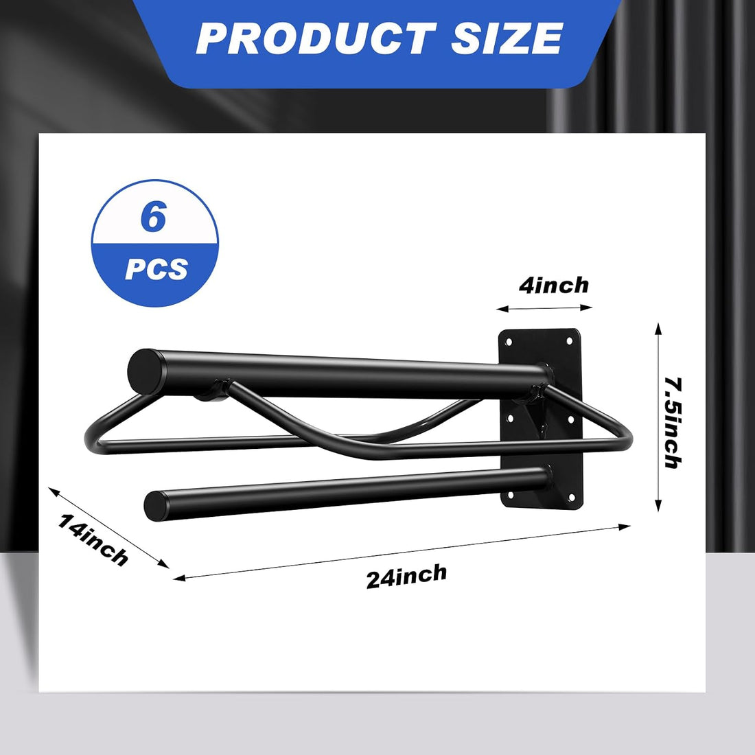 Paterr 6 Pcs Wall Mount Saddle Rack Stand with Pad Bar