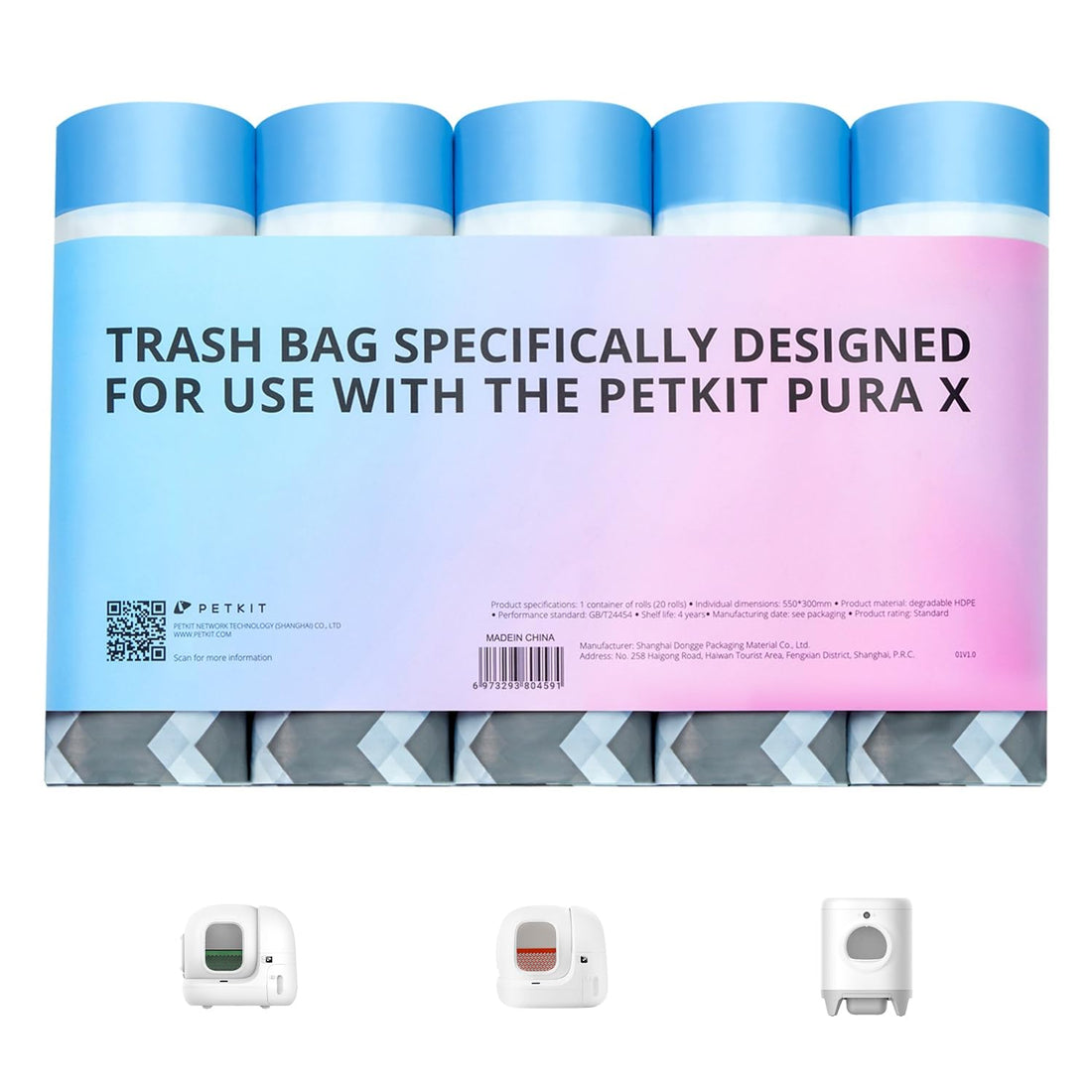 PETKIT PuraX PuraMax Replaced Waste Bags-5 Rolls