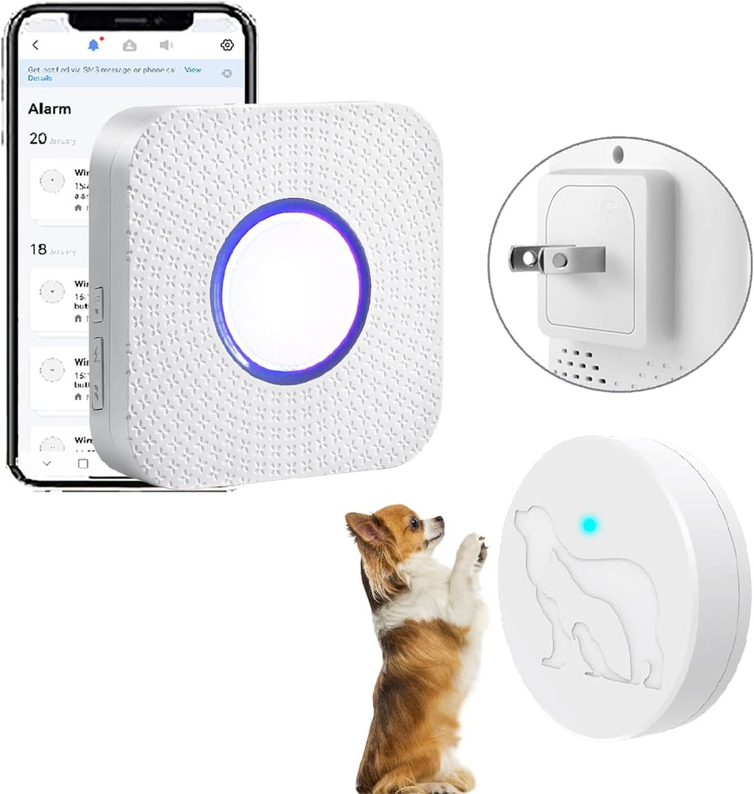 Dog Door Bell for Potty Training to Go Outside, WiFi Doggie Door Bell