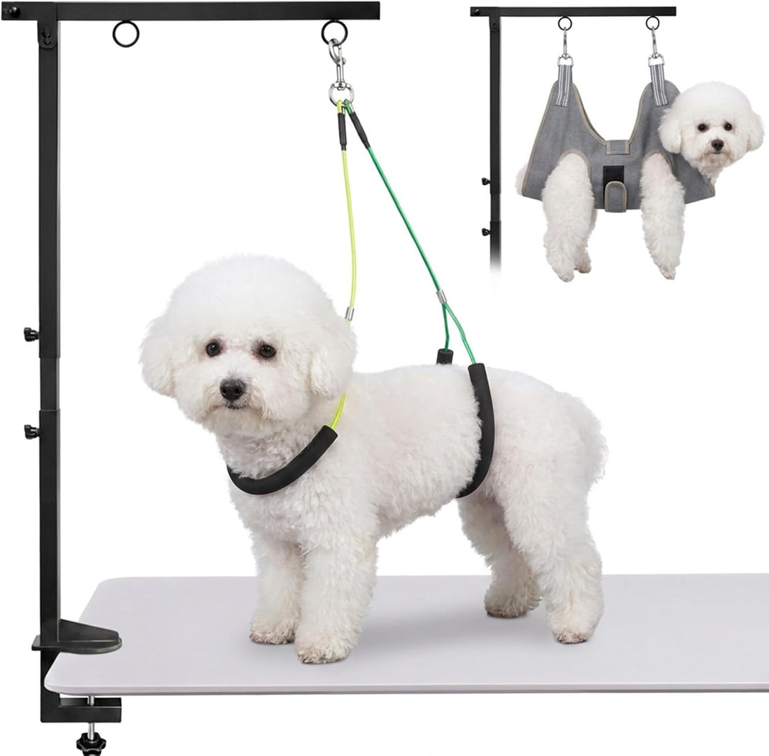 Dog Grooming Arm for Table,with Hammock & Haunch Holder for small dogs