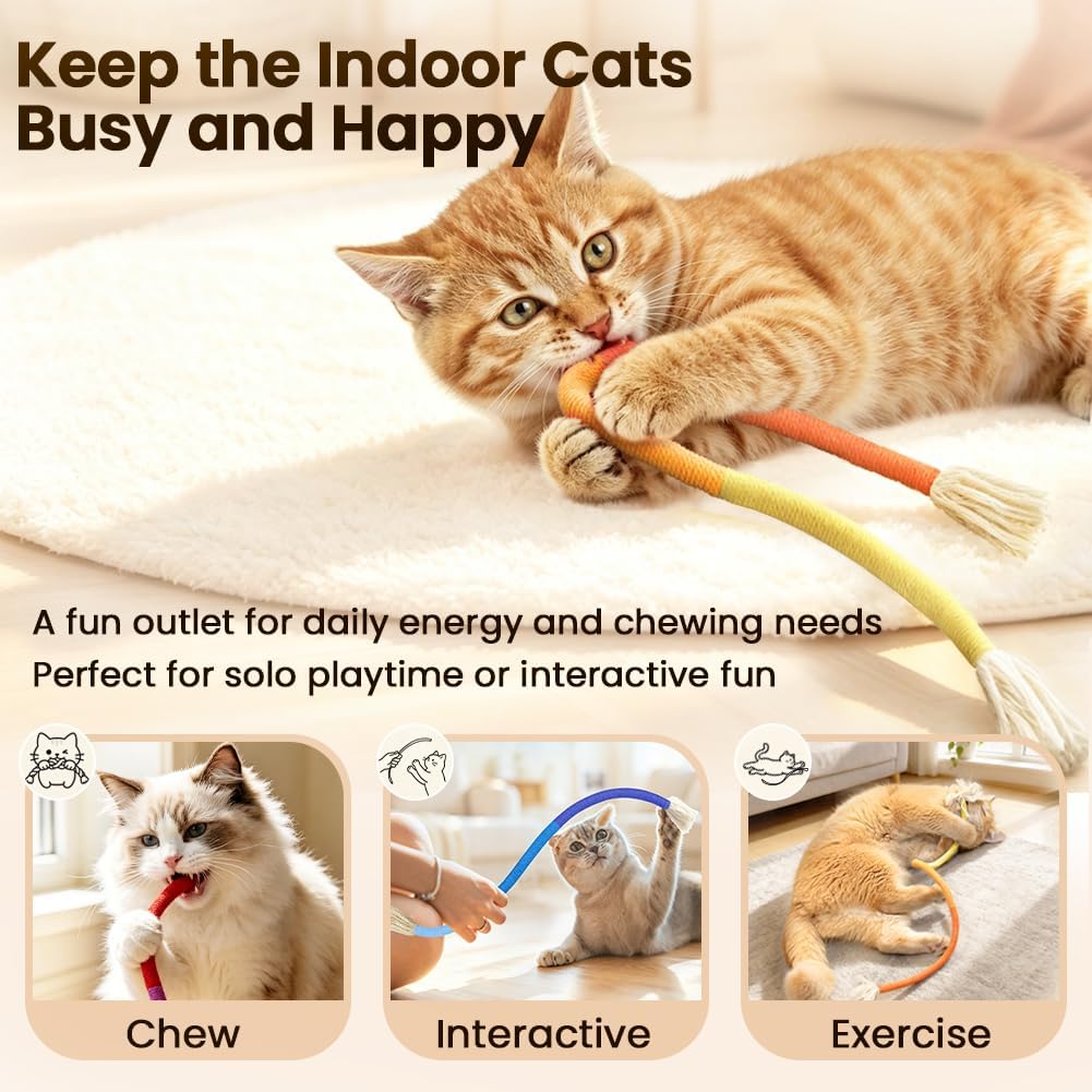 Retro Shaw 3Pcs Cat Chew Ropes with Refillable Natural Catnip