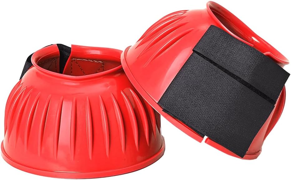 HILASON Western Horse Bell Boots PVC Ribbed Double Hook Loop