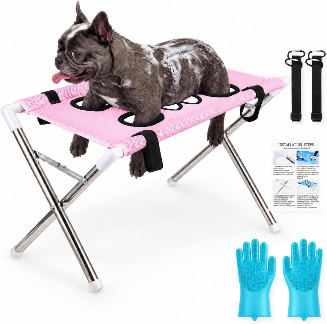 LUMIXA Dog Grooming Hammock Stand, Foldable Pet Bath Hammock