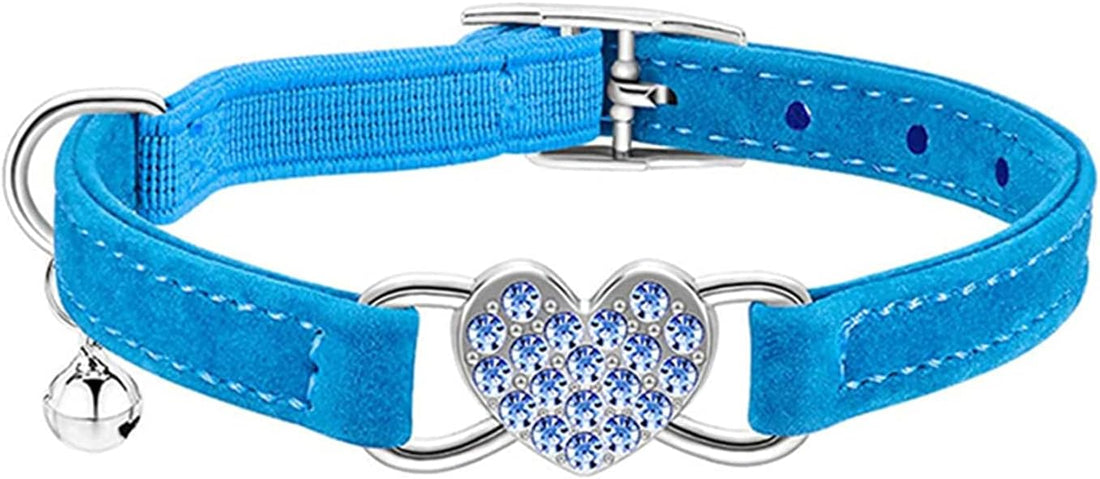 Heart Bling Cat Collar with Safety Belt and Bell 8-10 inches