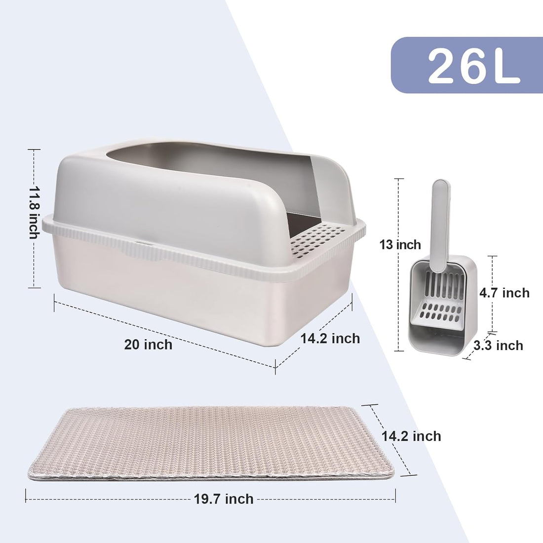 Henkelion Stainless Steel Cat Litter Box with Lid