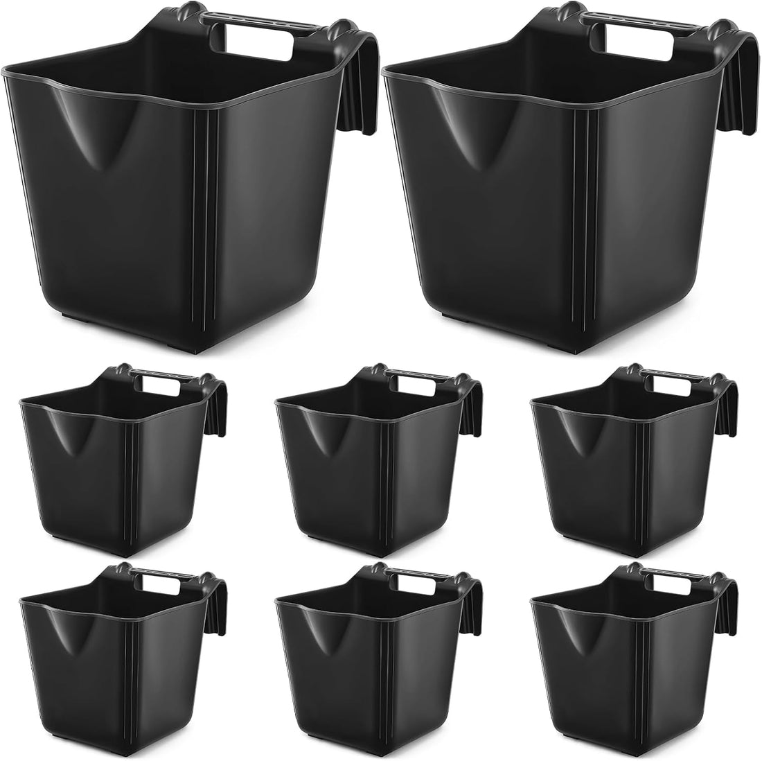 4 Pcs 15 Quart Plastic Hook Over Horse Feed Bucket for Stall Fence