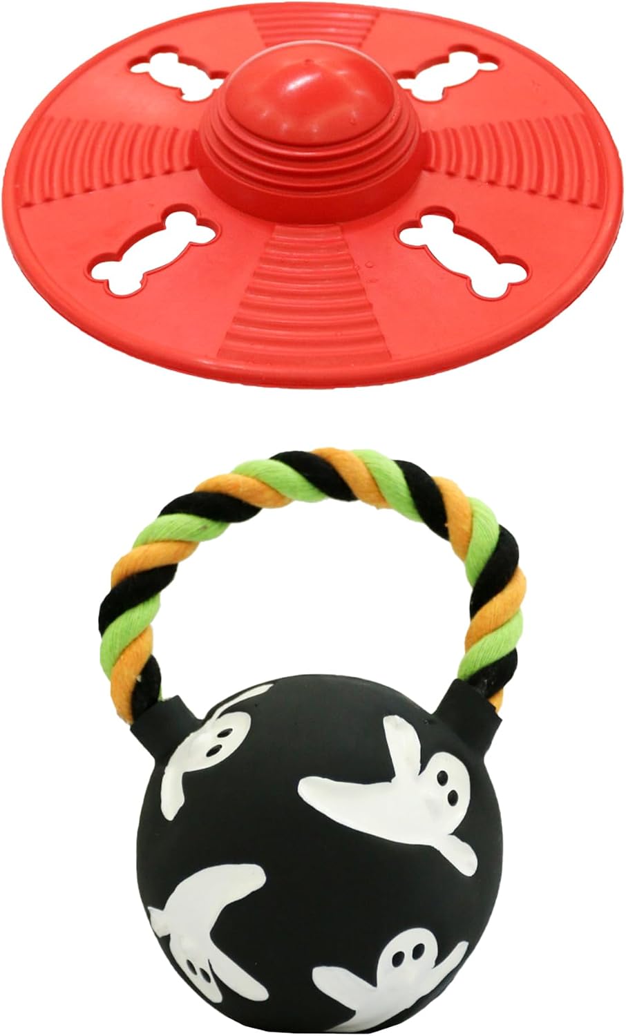 Squeaky Natural Rubber Dog Flying Disc/Frisbee/Flyer with Black Ball
