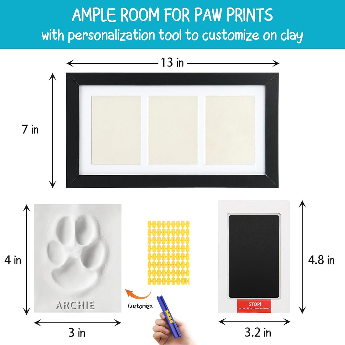 Paw Print Frame Kit, Dog Memorial Gifts for Loss of Dog with No Toxic