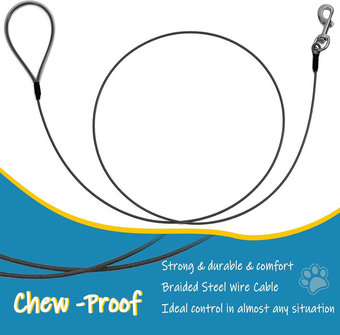Mi Metty Chew Proof Dog Leash,6FT Metal Cable Lead,Heavy Duty Leash