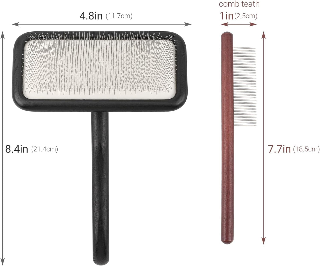 Carpet Rake Sheepskin Wool Brush and Cleaner Comb, Wood, 2PCS