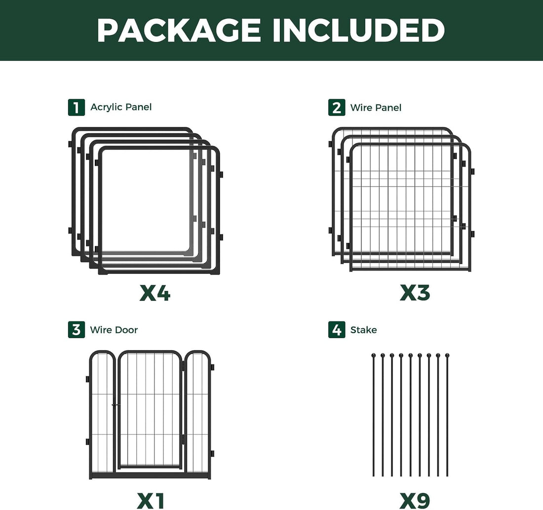 FXW AuraSpace Pro Acrylic & Wire Mesh Indoor Dog Playpen, 24" H