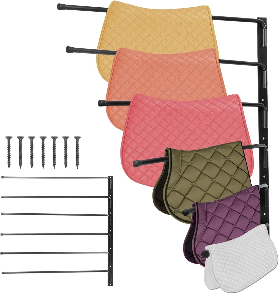 FAHKNS Saddle Pad Rack, Wall Mounted 180 Degree Swing Saddle Blanket