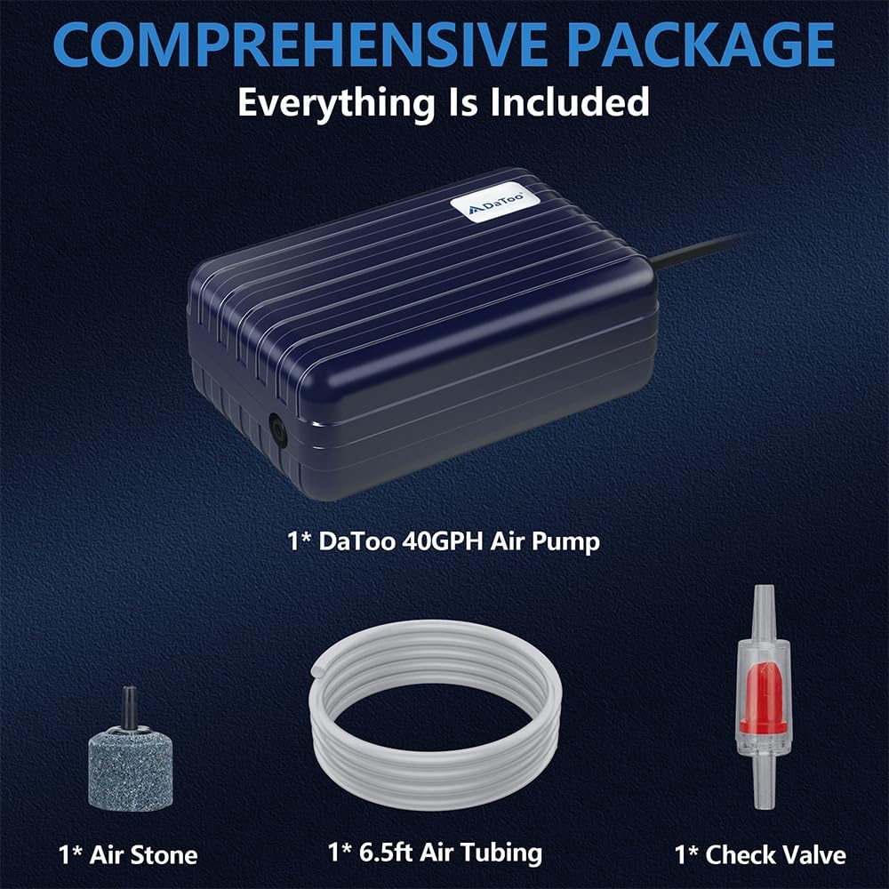 DaToo Aquarium Air Pump Compact Fish Tank Air Pump Quiet Aquarium