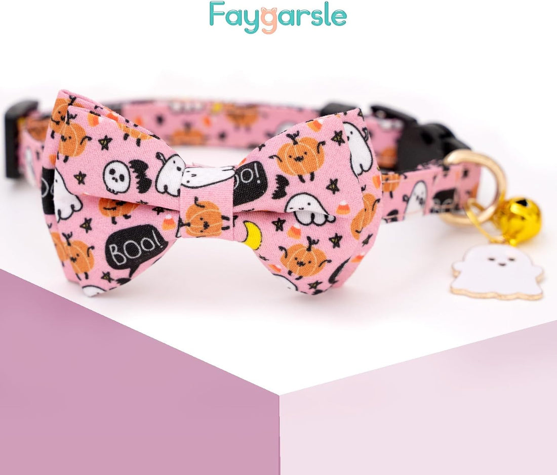 Faygarsle 2 Pack Breakaway Halloween Cat Collar Ghosts Pattern