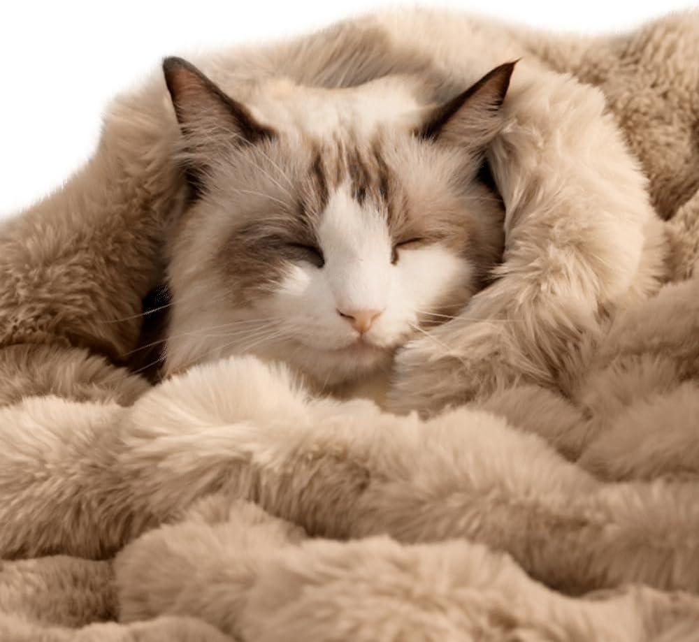 SOMAHE Soft Faux Fur Cat Blanket, Washable, Small 22x18