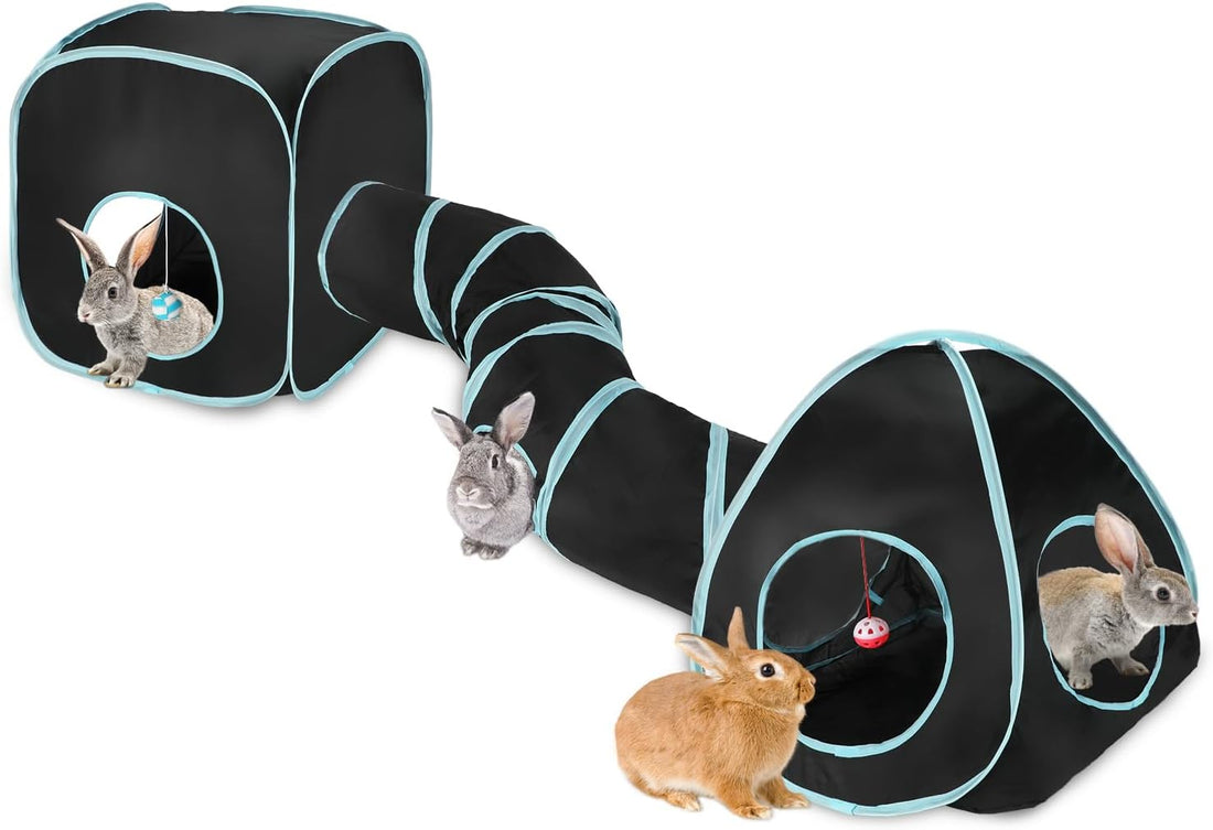 YUEPET Rabbit Tunnel & Cube Tent, Bunny Hideout, Guinea Pig Tunnel