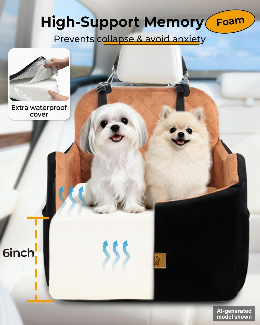Dog Car Seats for Small Dogs Up to 35 lbs,Machine Washable Dog