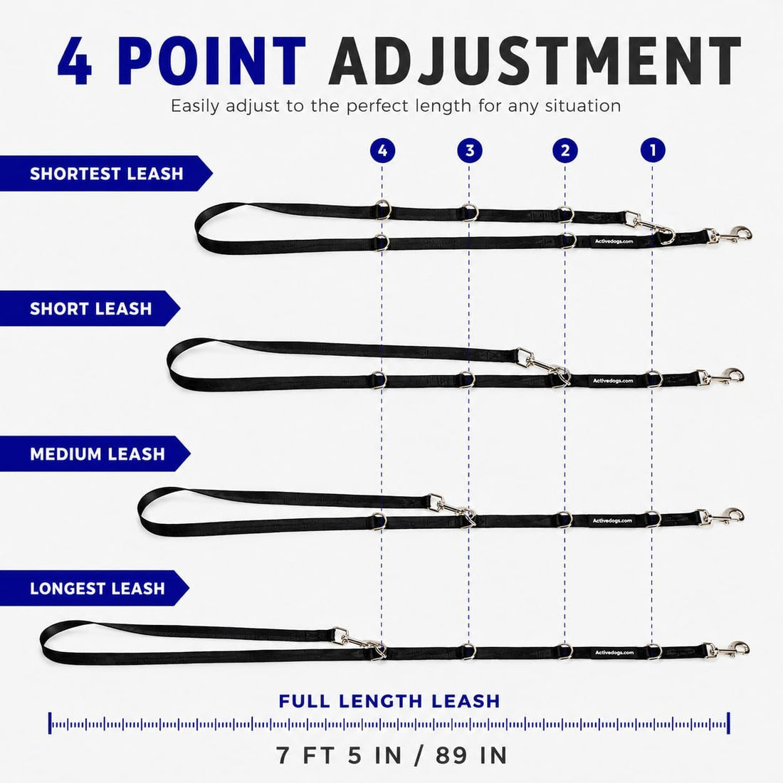 ActiveDogs Hands Free Dog Leash, Crossbody Waist Leash, 7.5 ft