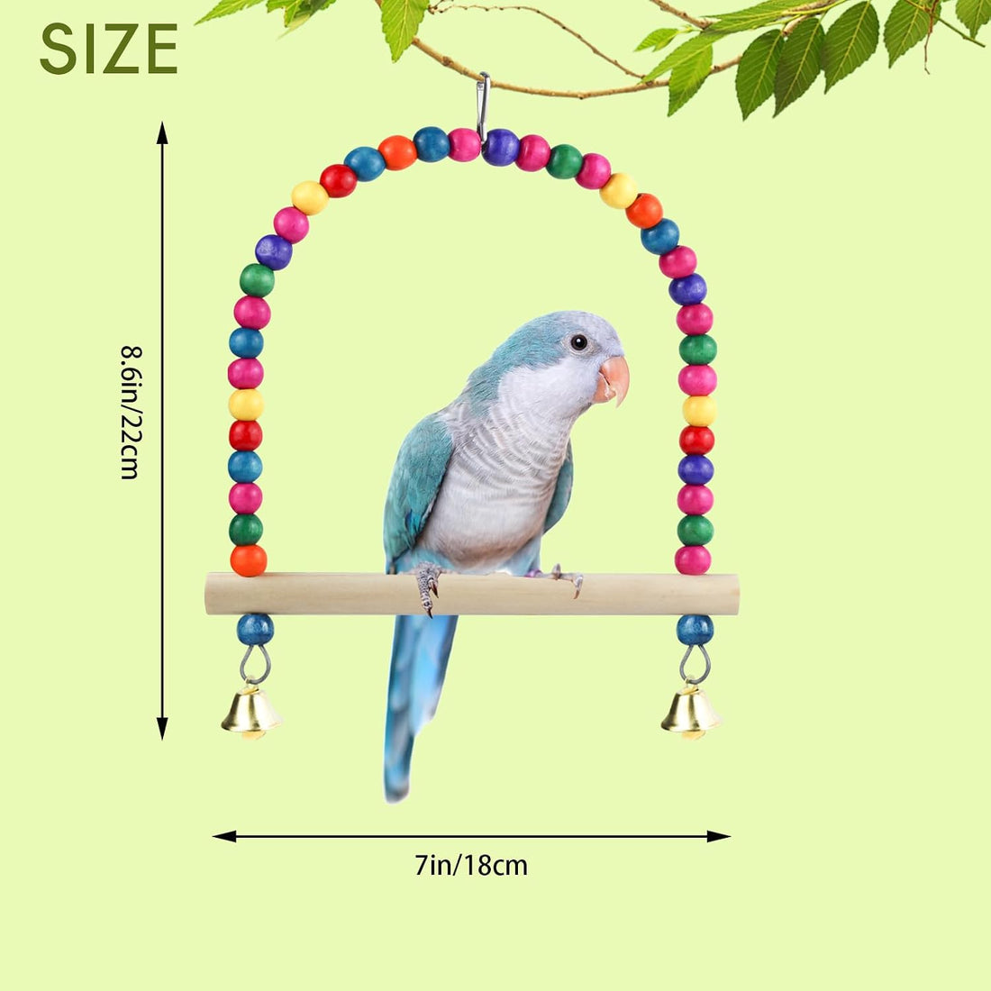 Wooden Bird Swing, 9 Inches Hanging Birds Cage Perches with Playing