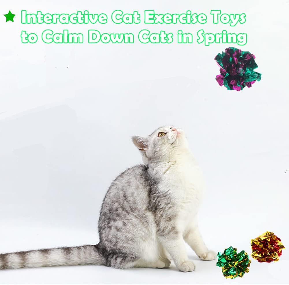 PETFAVORITES Mylar Crinkle Balls Cat Toys Interactive Crinkle Cat Toy
