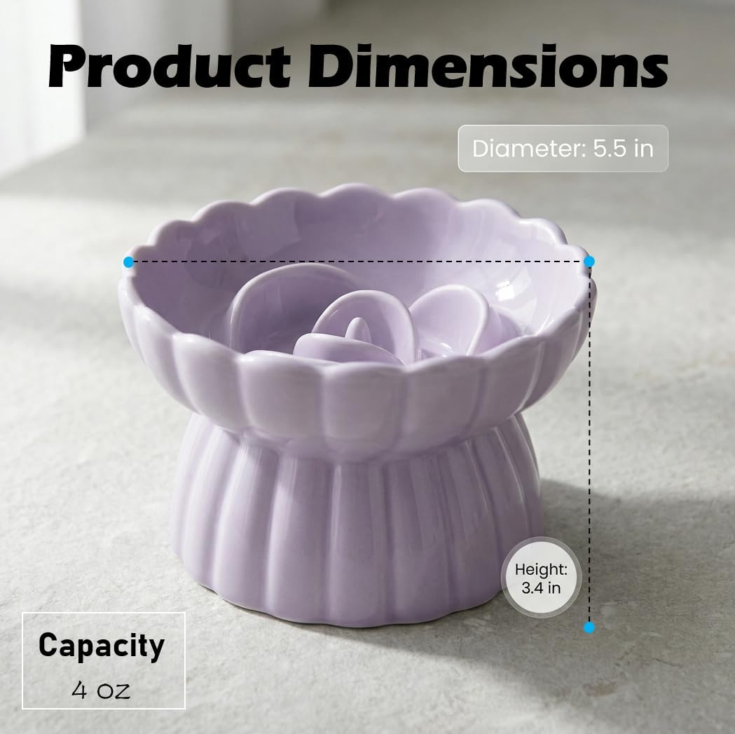 Ceramic Cat Slow Feeder, Raised Slow Feeder Cat Bowl