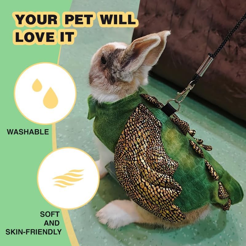 Rabbit Harness Leash Set, Halloween Rabbit Costume Adjustable Small