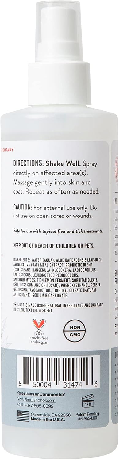 SKOUT'S HONOR Probiotic Itch Relief Spray for Dogs, 8 oz
