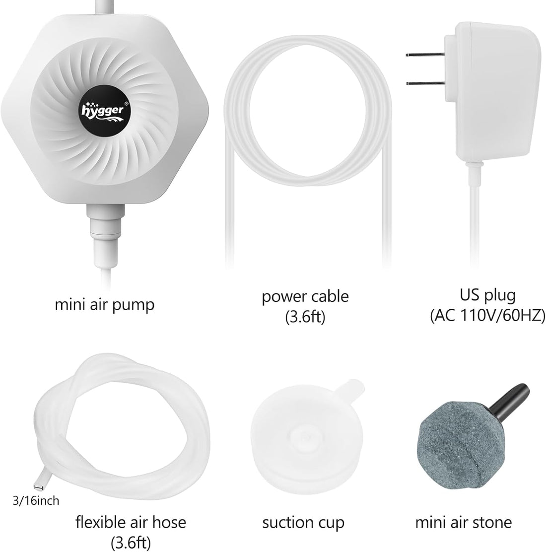 hygger Ultra Silent 1.5W Fish Bowl Aqaurium Mini Air Pump