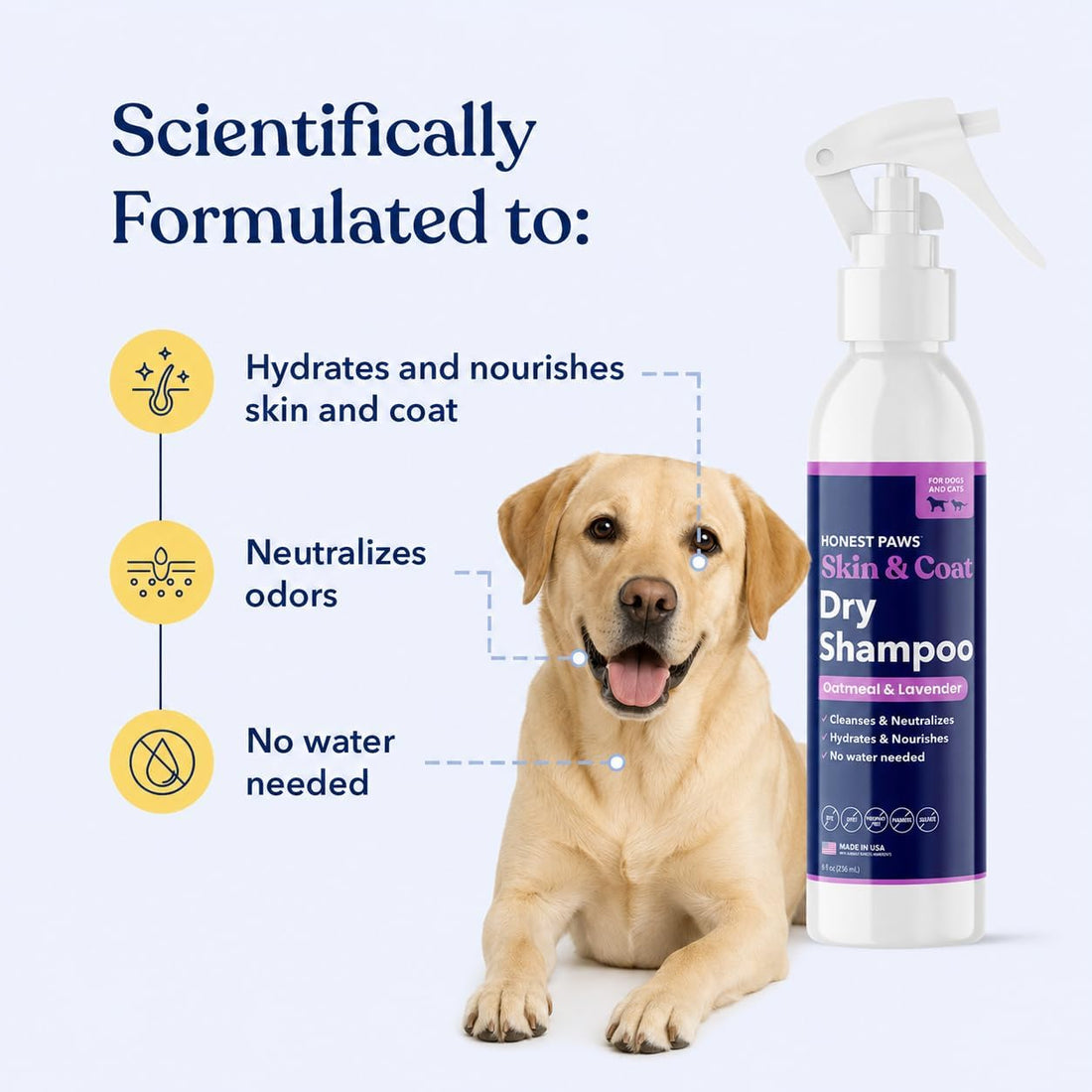 Dog Dry Shampoo, Waterless No-Rinse Foaming Formula