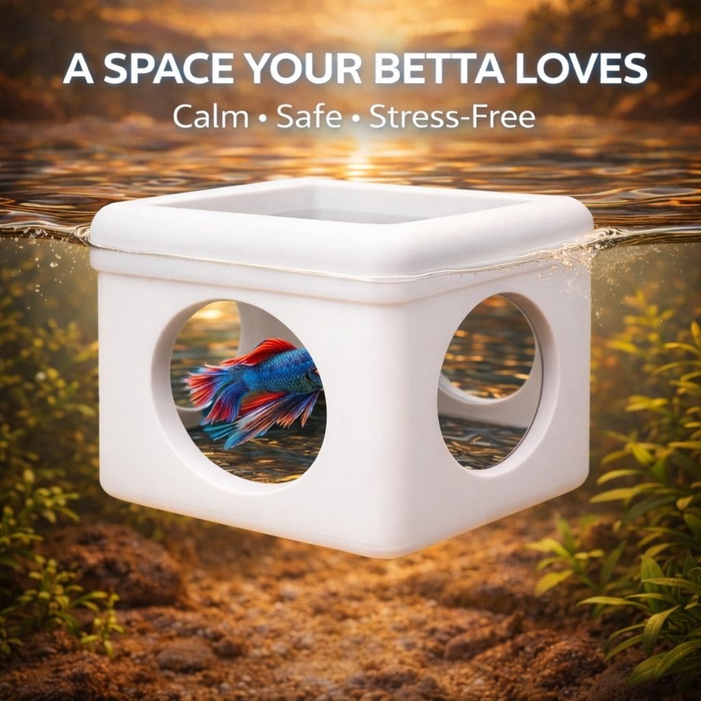 White Floating Betta Hideout with Round Side Holes